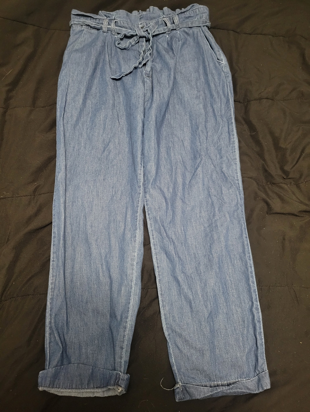 5/$20**ONLY Chambray Size 32 Paperbag Top Pants With Tie Up Belt